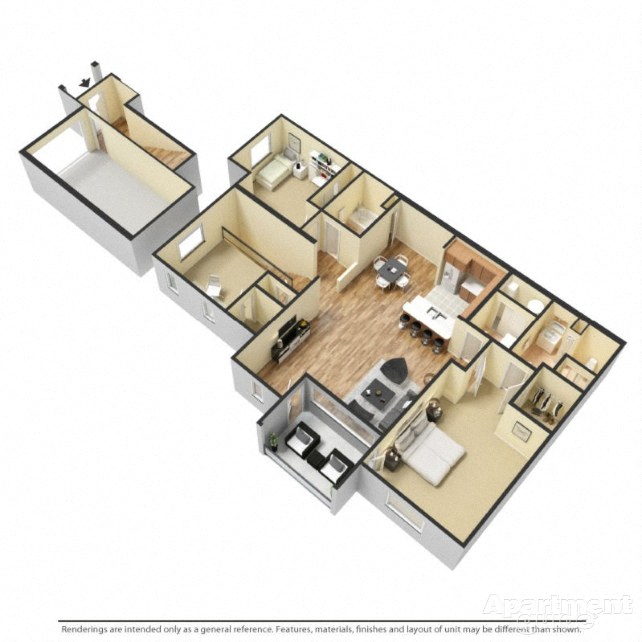 Floor plan for 2 beds, 2 baths, 1559 sqft